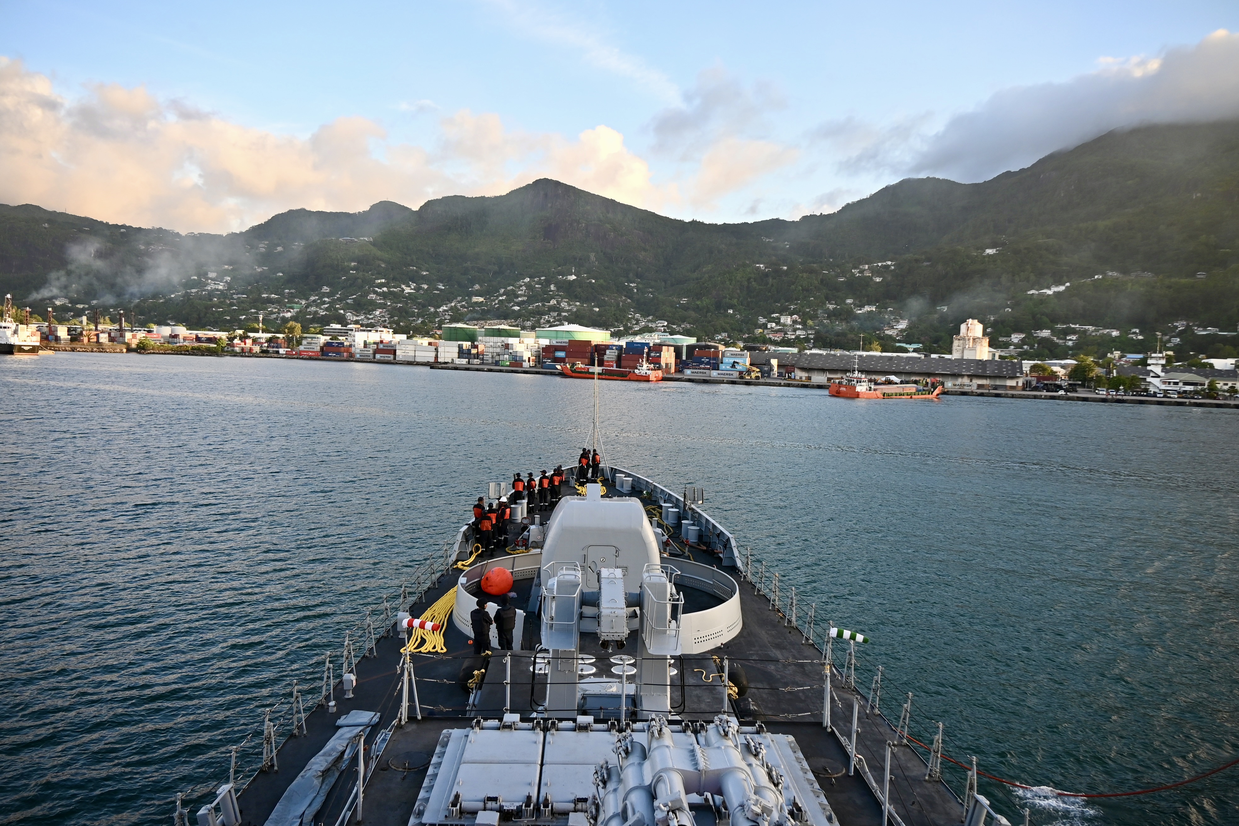 Indian Naval Ship Tarkash Arrives at Port Victoria, Seychelles